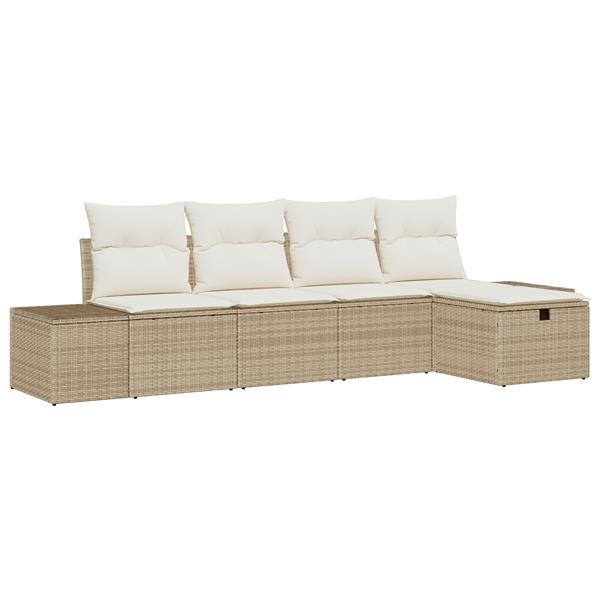 Grote foto vidaxl 5 delige tuinset met kussens beige poly rattan tuin en terras tuinmeubelen