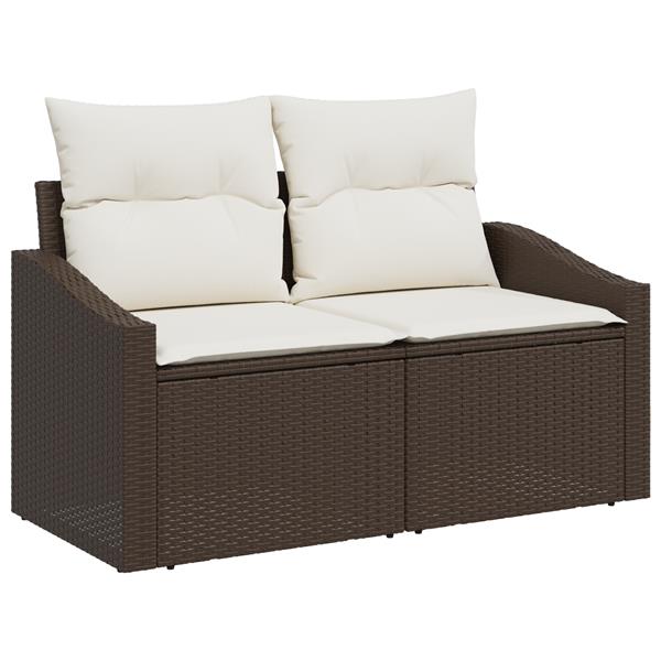 Grote foto vidaxl 7 delige tuinsalonset met kussens bruin poly rattan tuin en terras tuinmeubelen