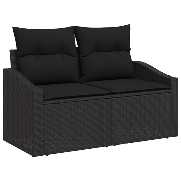 Grote foto vidaxl 6 delige tuinbankenset met kussens poly rattan zwart tuin en terras tuinmeubelen