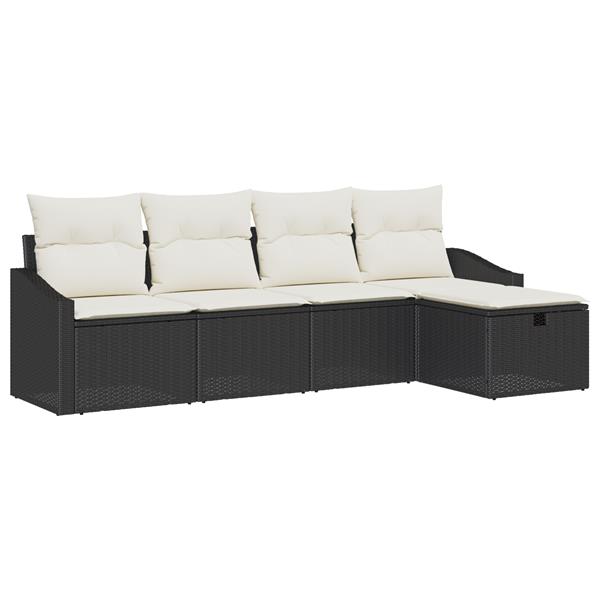Grote foto vidaxl 5 delige tuinsofa set met kussens in zwart poly rattan tuin en terras tuinmeubelen