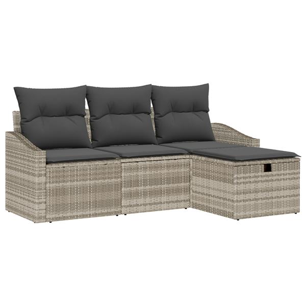 Grote foto vidaxl 4 delige tuinsofa set met kussens lichtgrijs poly rattan tuin en terras tuinmeubelen