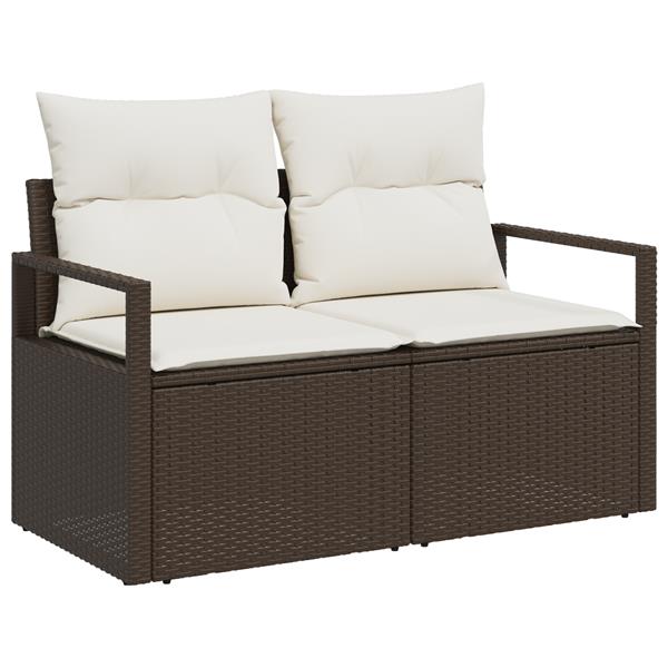 Grote foto vidaxl 6 delige tuinsofa set met kussens bruin poly rattan tuin en terras tuinmeubelen