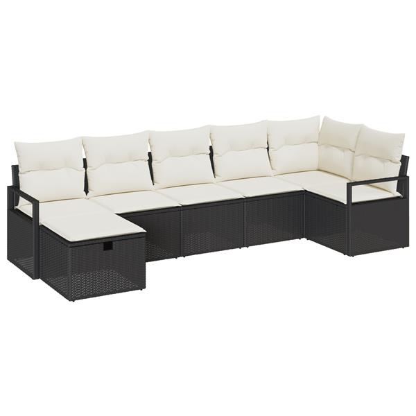 Grote foto vidaxl 7 delige tuinsofa set met kussens zwart poly riet tuin en terras tuinmeubelen
