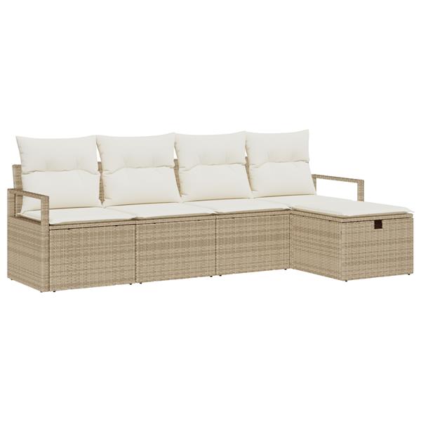 Grote foto vidaxl 5 delige tuinsofa set met kussens in beige poly rattan tuin en terras tuinmeubelen