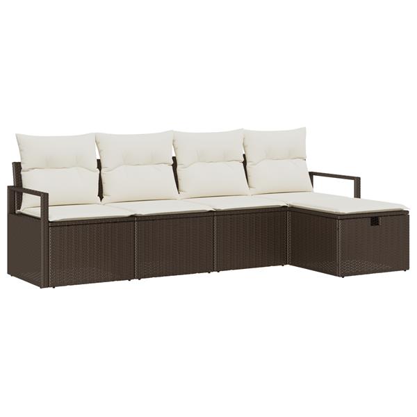 Grote foto vidaxl 5 delige tuinsofa set met kussens bruin poly rattan tuin en terras tuinmeubelen