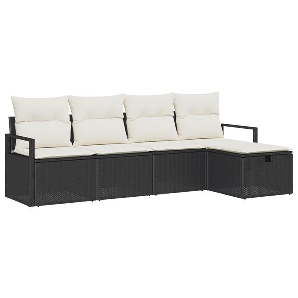 Grote foto vidaxl 5 delige ligbed set met kussens zwart poly rattan tuin en terras tuinmeubelen