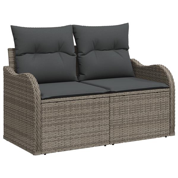 Grote foto vidaxl 6 delige tuinbankenset met kussens poly rattan grijs tuin en terras tuinmeubelen
