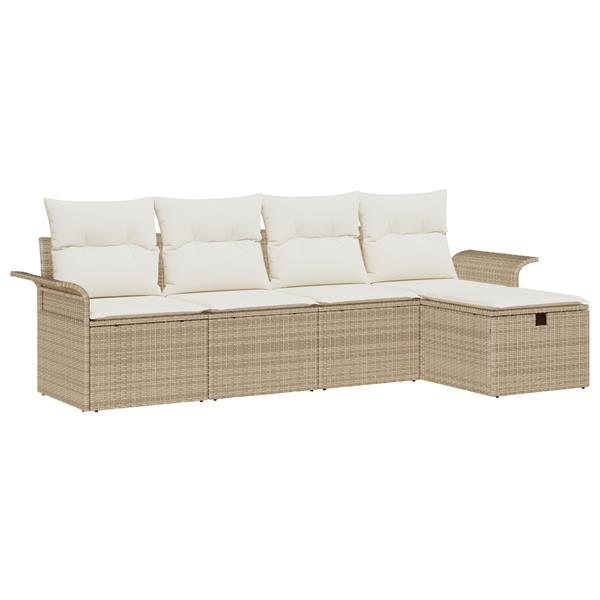 Grote foto vidaxl 5 delige tuinbankenset met kussens poly rattan beige tuin en terras tuinmeubelen