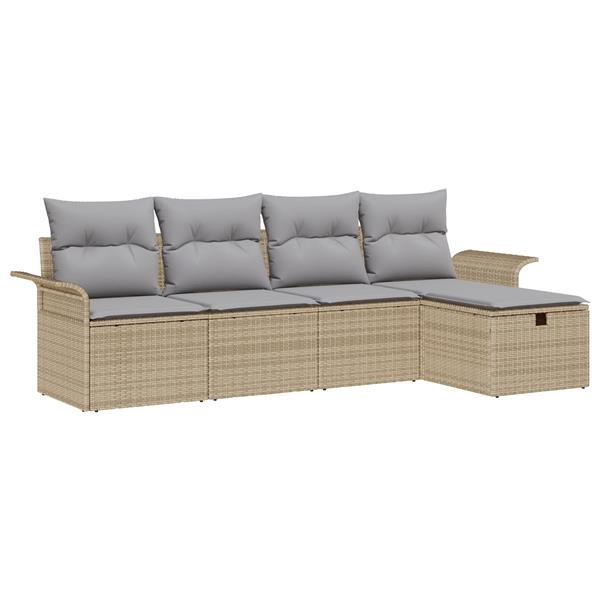 Grote foto vidaxl 5 delige tuinbankenset met kussens poly rattan beige tuin en terras tuinmeubelen