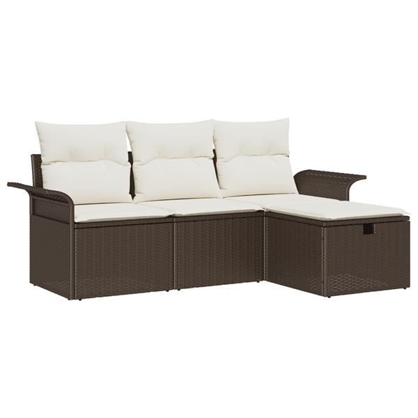 Grote foto vidaxl 4 delige tuinbankenset met kussens poly rattan bruin tuin en terras tuinmeubelen