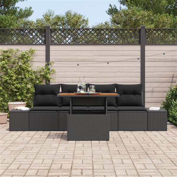 Grote foto vidaxl 5 delige tuinbankenset met kussens poly rattan zwart tuin en terras tuinmeubelen