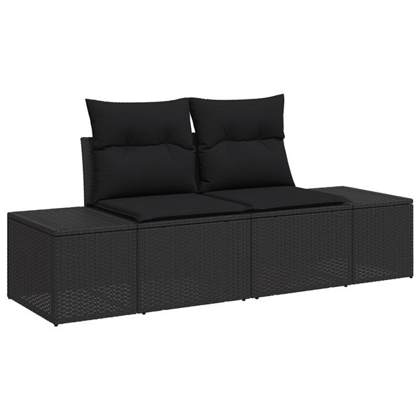 Grote foto vidaxl 5 delige tuinbankenset met kussens poly rattan zwart tuin en terras tuinmeubelen