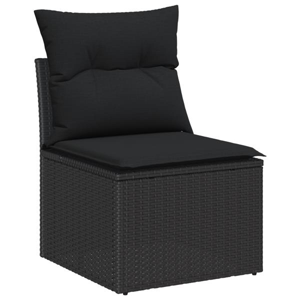 Grote foto vidaxl 5 delige tuinbankenset met kussens poly rattan zwart tuin en terras tuinmeubelen