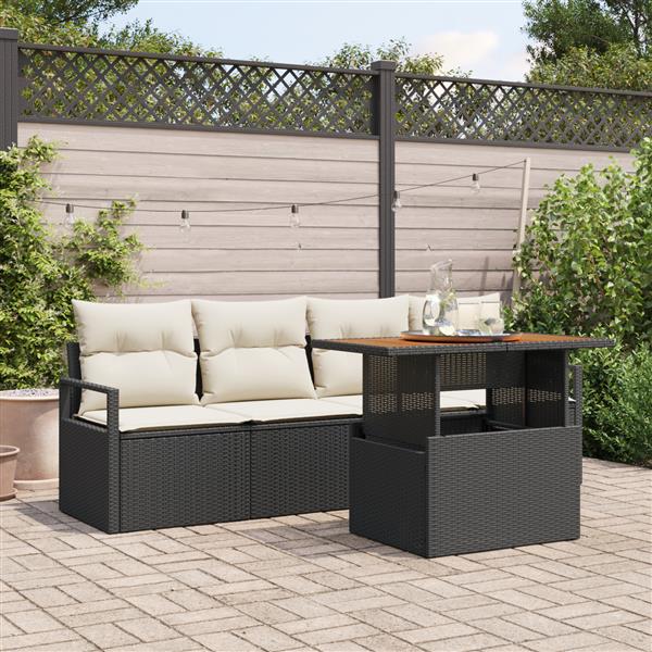 Grote foto vidaxl 5 delige tuinset met kussens zwart poly rattan tuin en terras tuinmeubelen