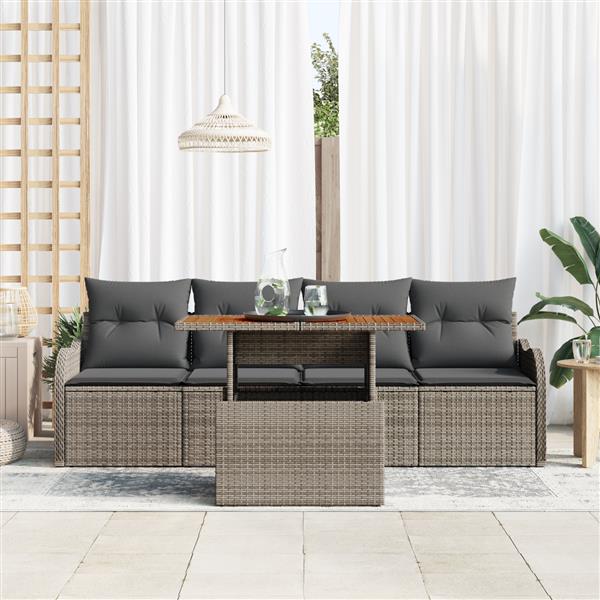 Grote foto vidaxl 5 delige tuinbankenset met kussens poly rattan grijs tuin en terras tuinmeubelen