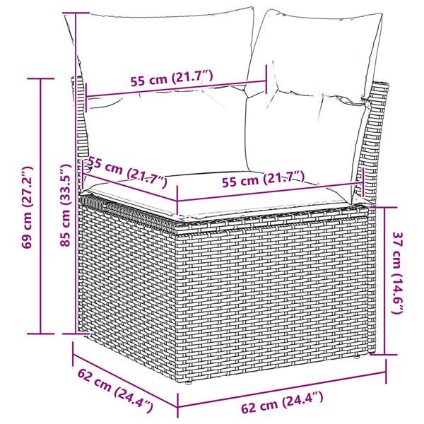 Grote foto vidaxl 6 delige tuinsofa set met kussens in grijs poly rattan tuin en terras tuinmeubelen