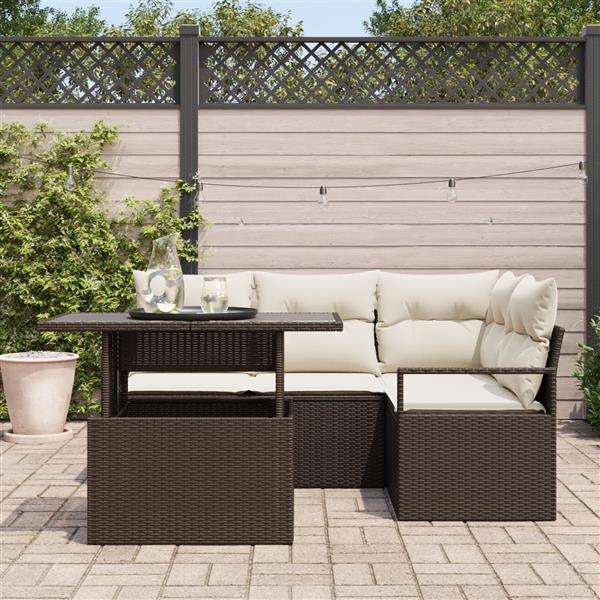 Grote foto vidaxl 5 delige tuinset met kussens bruin poly rattan tuin en terras tuinmeubelen