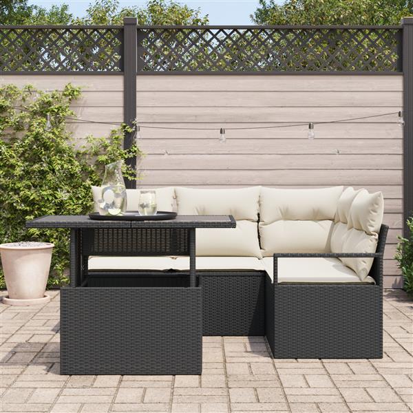 Grote foto vidaxl 5 delige tuinsofa set met kussens in zwart poly rattan tuin en terras tuinmeubelen