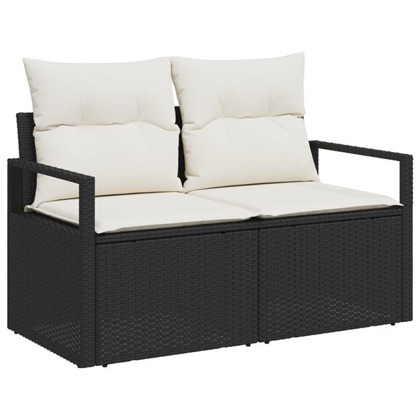Grote foto vidaxl 5 delige tuinsofa set met kussens in zwart poly rattan tuin en terras tuinmeubelen