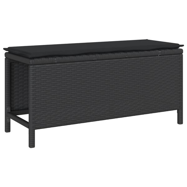 Grote foto vidaxl 3 delige tuinset met kussens poly rattan acaciahout zwart tuin en terras tuinmeubelen