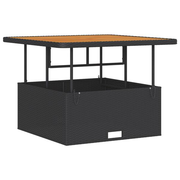 Grote foto vidaxl 3 delige tuinset met kussens poly rattan acaciahout zwart tuin en terras tuinmeubelen