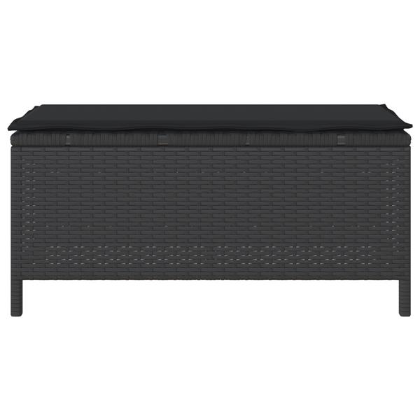 Grote foto vidaxl 3 delige tuinset met kussens poly rattan acaciahout zwart tuin en terras tuinmeubelen