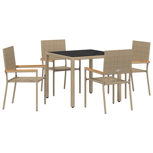 Grote foto vidaxl 5 delige tuinset poly rattan beige tuin en terras tuinmeubelen