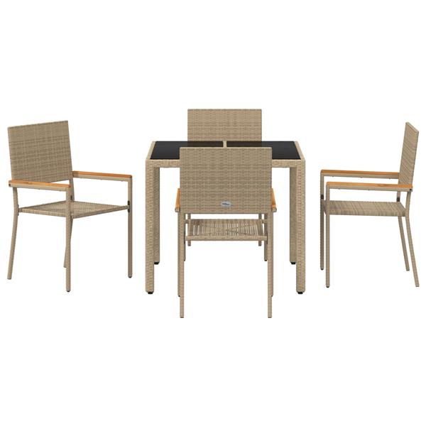 Grote foto vidaxl 5 delige tuinset poly rattan beige tuin en terras tuinmeubelen
