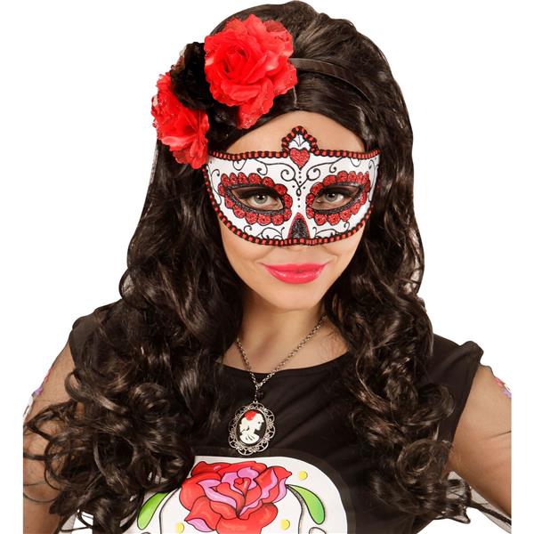 Grote foto oogmasker dia de los muertos zwart rood verzamelen overige verzamelingen