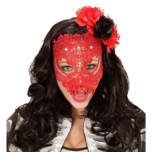 Grote foto masker kant schedel met stenen rood verzamelen overige verzamelingen