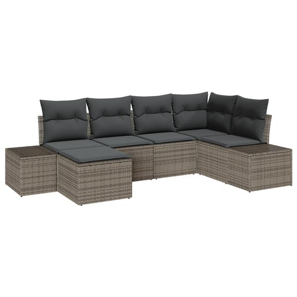Grote foto vidaxl 6 delige tuinset met kussens grijs poly rattan tuin en terras tuinmeubelen