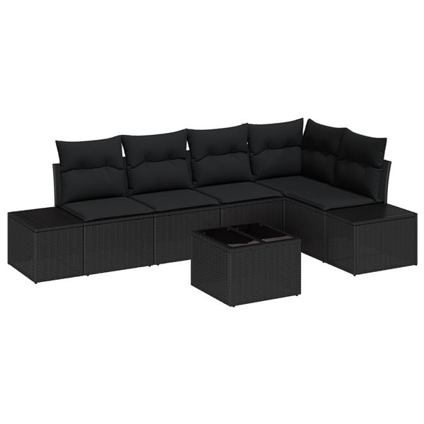 Grote foto vidaxl 6 delige tuinbankenset met kussens poly rattan beige tuin en terras tuinmeubelen