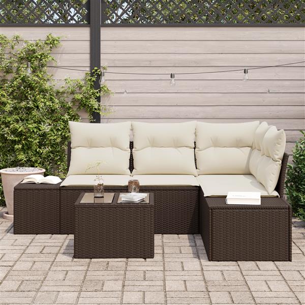 Grote foto vidaxl 4 delige tuinbankenset met kussens poly rattan grijs tuin en terras tuinmeubelen