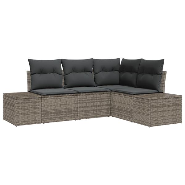 Grote foto vidaxl 4 delige tuinbankenset met kussens poly rattan grijs tuin en terras tuinmeubelen