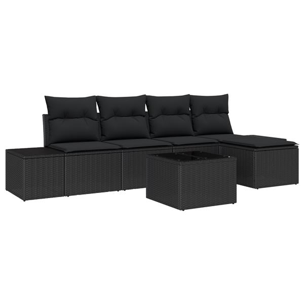Grote foto vidaxl 6 delige tuinbankenset met kussens poly rattan beige tuin en terras tuinmeubelen