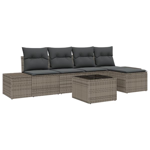 Grote foto vidaxl 5 delige tuinbankenset met kussens poly rattan zwart tuin en terras tuinmeubelen