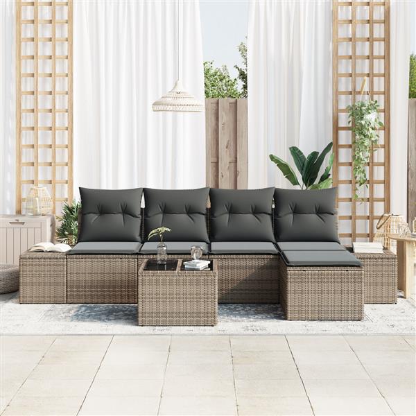 Grote foto vidaxl 5 delige tuinbankenset met kussens poly rattan zwart tuin en terras tuinmeubelen