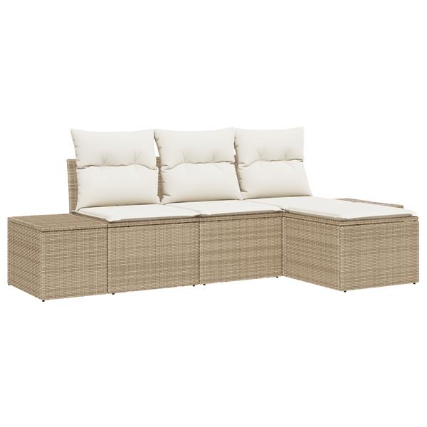 Grote foto vidaxl 4 delige tuinbankenset met kussens poly rattan beige tuin en terras tuinmeubelen