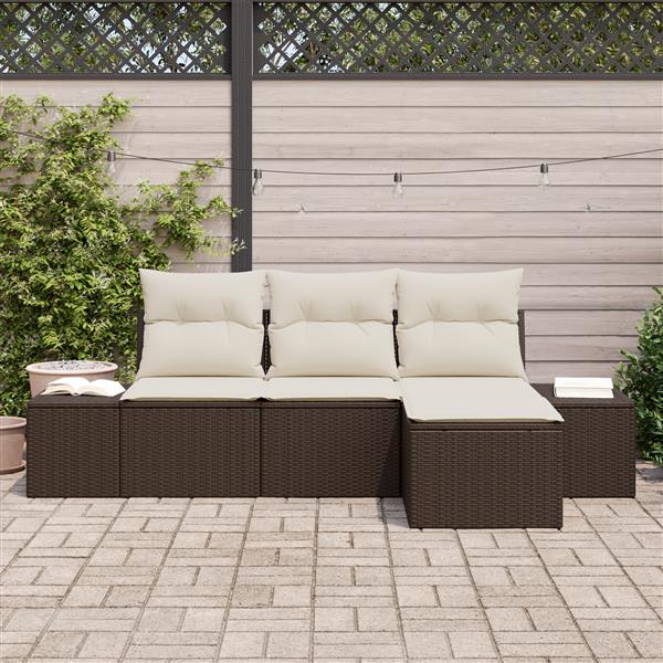 Grote foto vidaxl 4 delige tuinbankenset met kussens poly rattan bruin tuin en terras tuinmeubelen