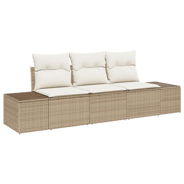 Grote foto vidaxl 3 delige tuinbankenset met kussens poly rattan beige tuin en terras tuinmeubelen