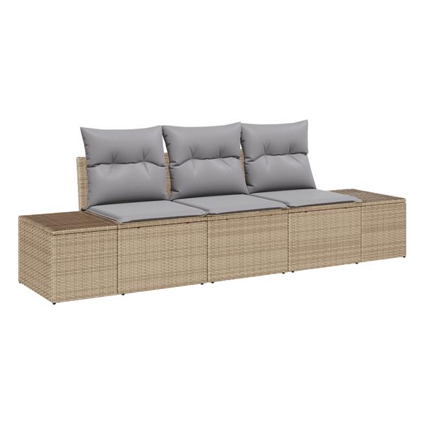 Grote foto vidaxl 3 delige tuinbankenset met kussens poly rattan beige tuin en terras tuinmeubelen
