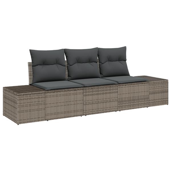 Grote foto vidaxl 3 delige tuinbankenset met kussens poly rattan grijs tuin en terras tuinmeubelen