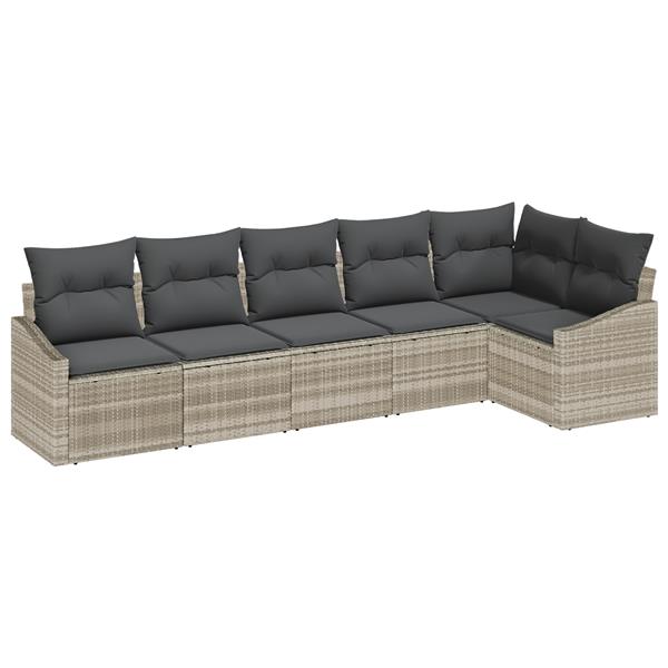 Grote foto vidaxl 6 delige tuinset met kussens poly rattan lichtgrijs tuin en terras tuinmeubelen
