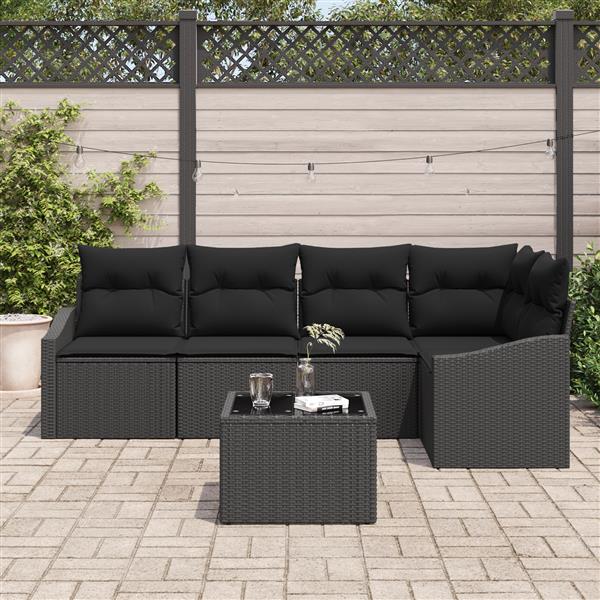 Grote foto vidaxl 6 delige tuinset met kussens poly rattan beige tuin en terras tuinmeubelen
