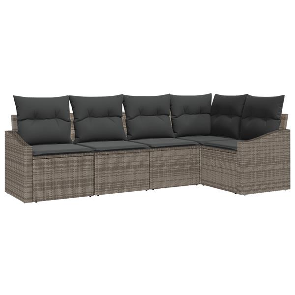 Grote foto vidaxl 5 delige tuinset met kussens poly rattan grijs tuin en terras tuinmeubelen