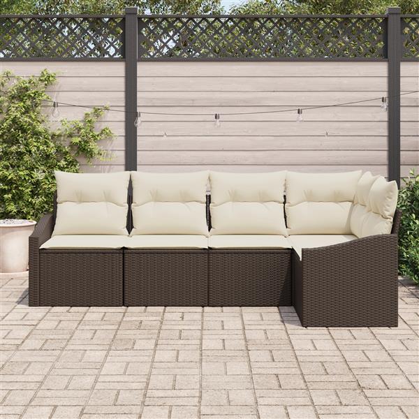 Grote foto vidaxl 5 delige tuinset met kussens poly rattan bruin tuin en terras tuinmeubelen