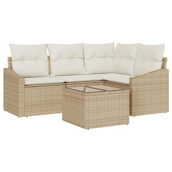 Grote foto vidaxl 5 delige tuinset met kussens poly rattan bruin tuin en terras tuinmeubelen