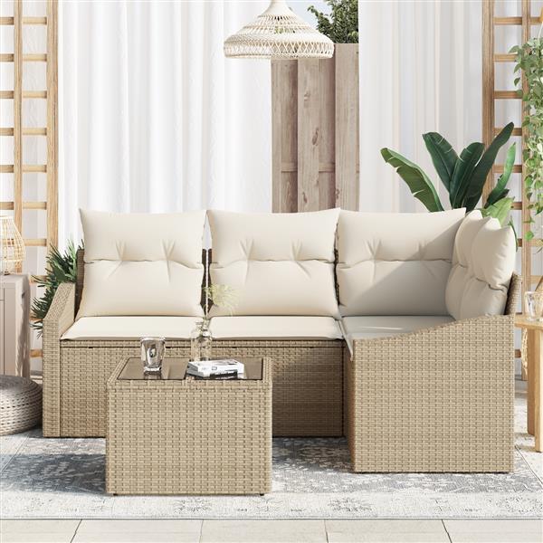 Grote foto vidaxl 5 delige tuinset met kussens poly rattan bruin tuin en terras tuinmeubelen