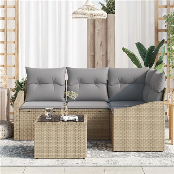 Grote foto vidaxl 5 delige tuinset met kussens poly rattan zwart tuin en terras tuinmeubelen