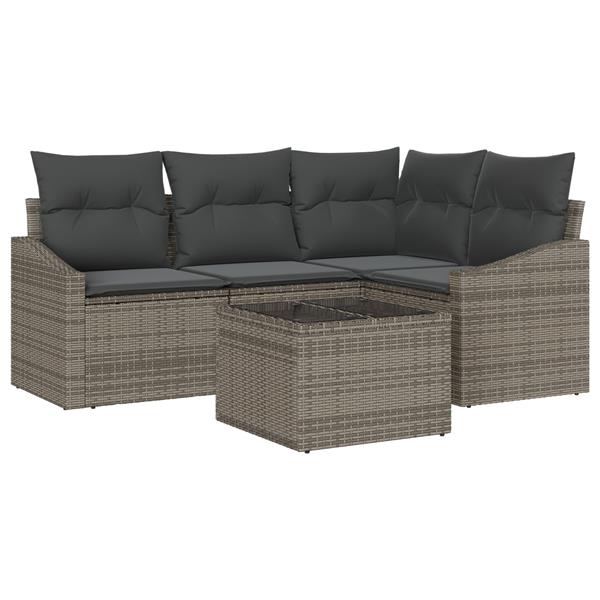 Grote foto vidaxl 4 delige tuinset met kussens poly rattan zwart tuin en terras tuinmeubelen